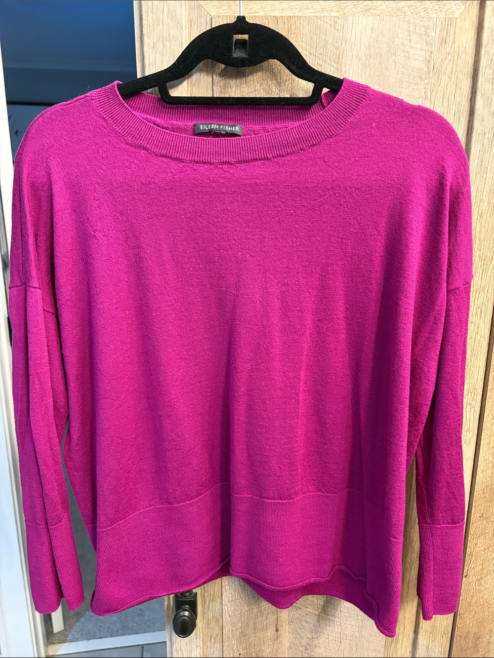 Eileen Fisher Merino Wool magenta boxy sweater M or L see measurements